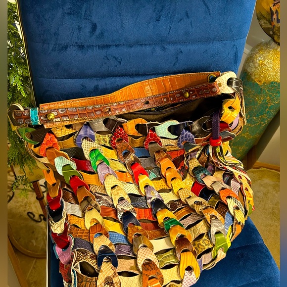 Genuine Leather Colorful Snakeskin XXL Bag - Picture 1 of 5